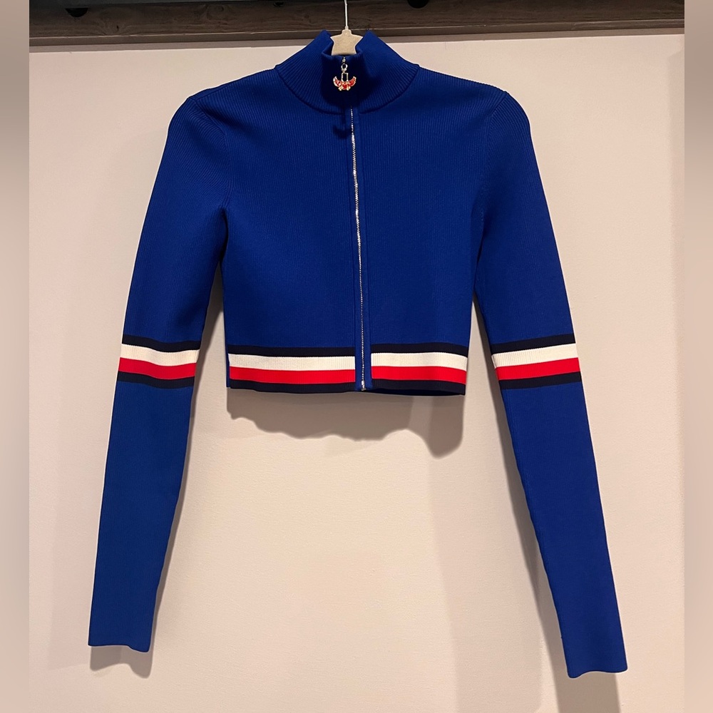 Tommy Hilfiger multicolored cropped zip-up top size small